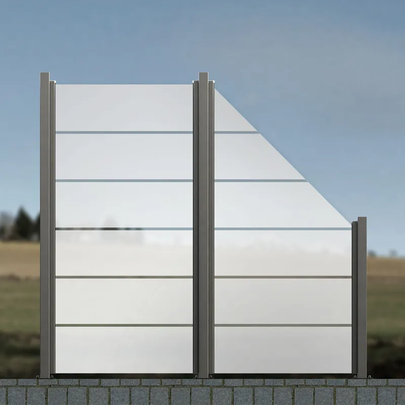 Zwei Glasscheiben Linea mit schrägem Abschluss rechts