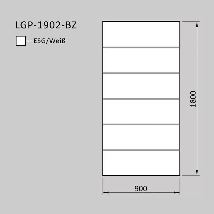 Zeichnung Glasscheibe Linea mit fünf waagerechten Linien
