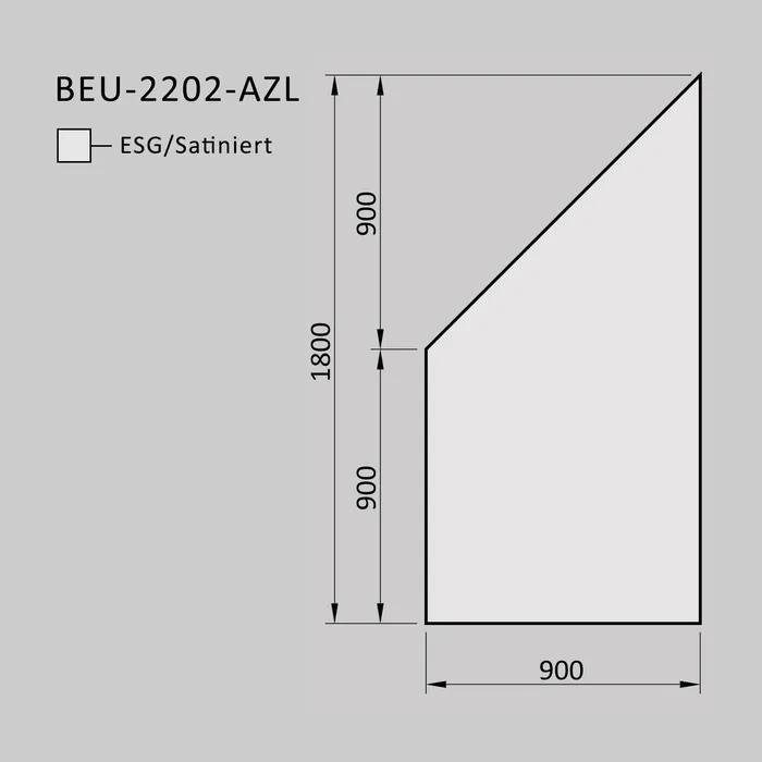 Zeichnung satinierter Abschluss links, von 1.800 auf 900 mm