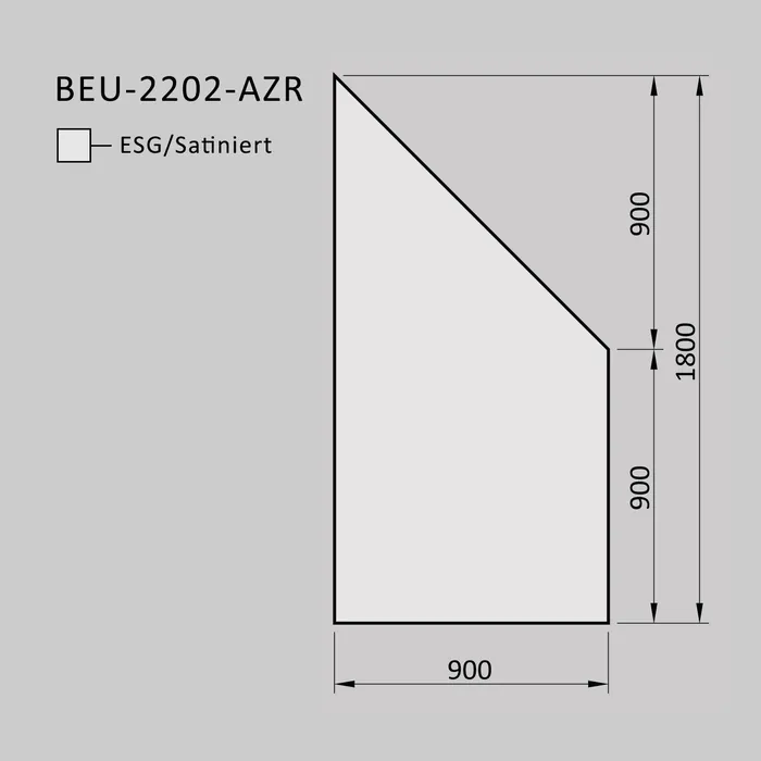 Zeichnung satinierter Abschluss rechts, von 1.800 auf 900 mm